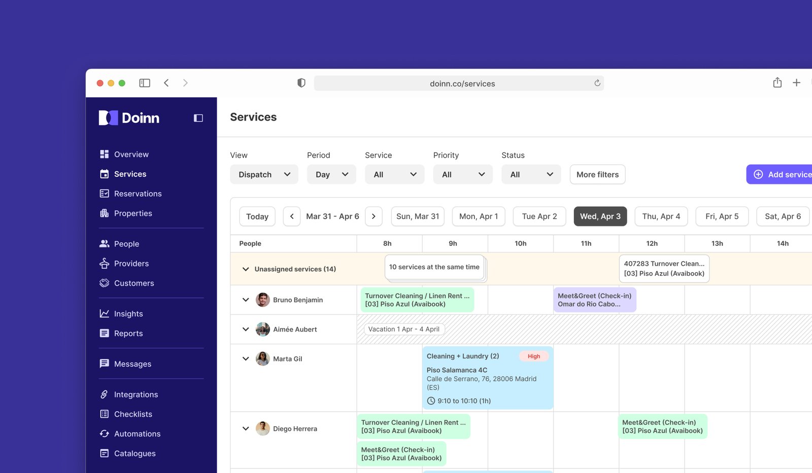 Doinn — dashboard home