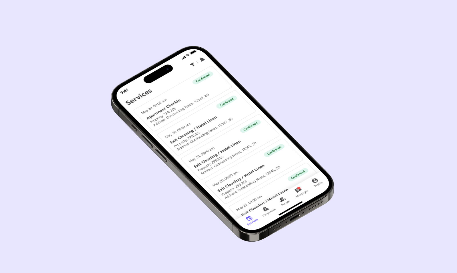 Doinn mobile app — services list