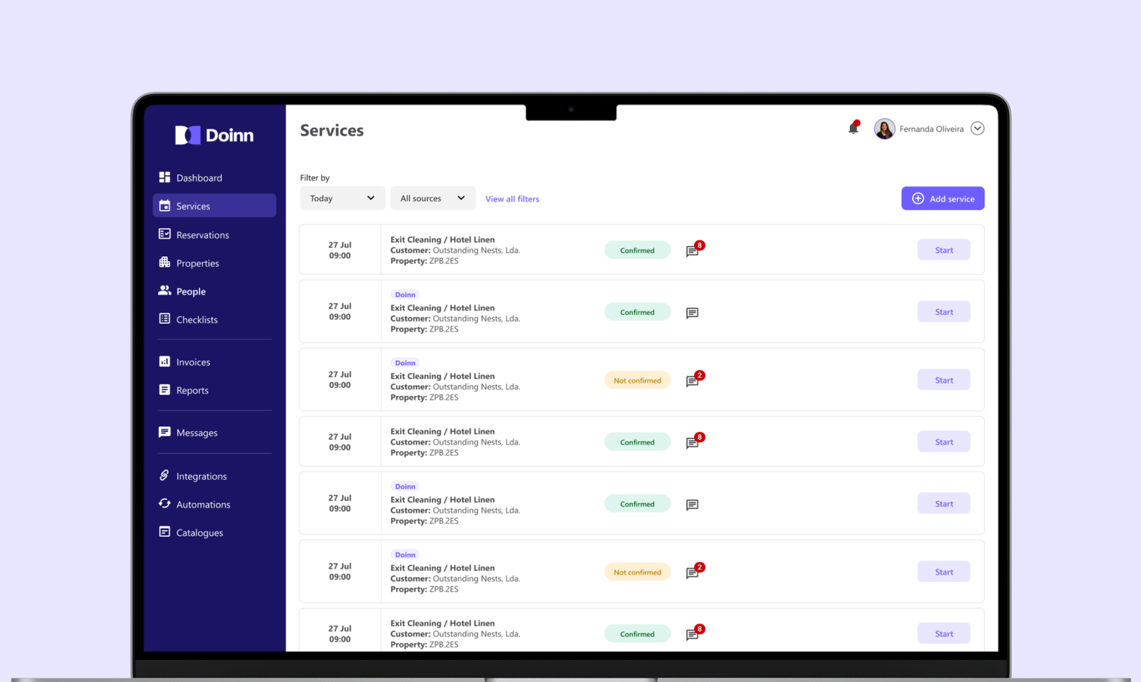 Doinn — services list