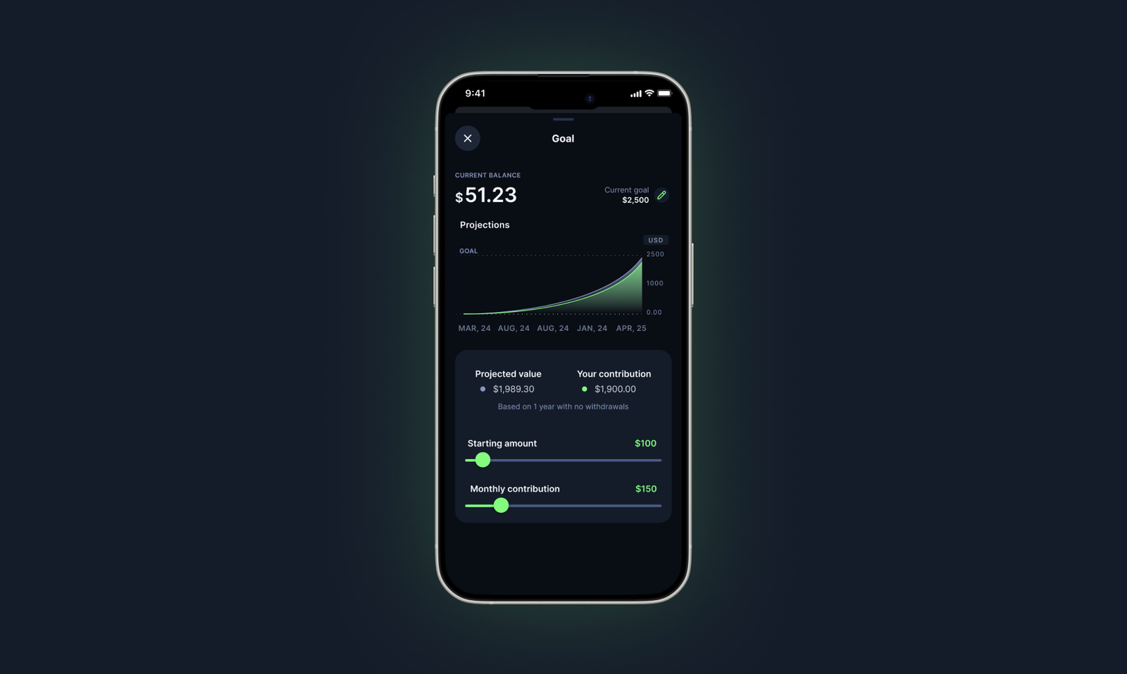 USD Interest Account app screen