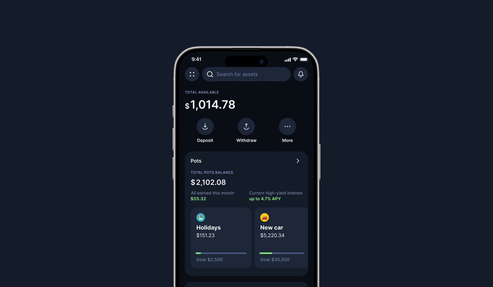 Uphold USD Interest Account — home screen