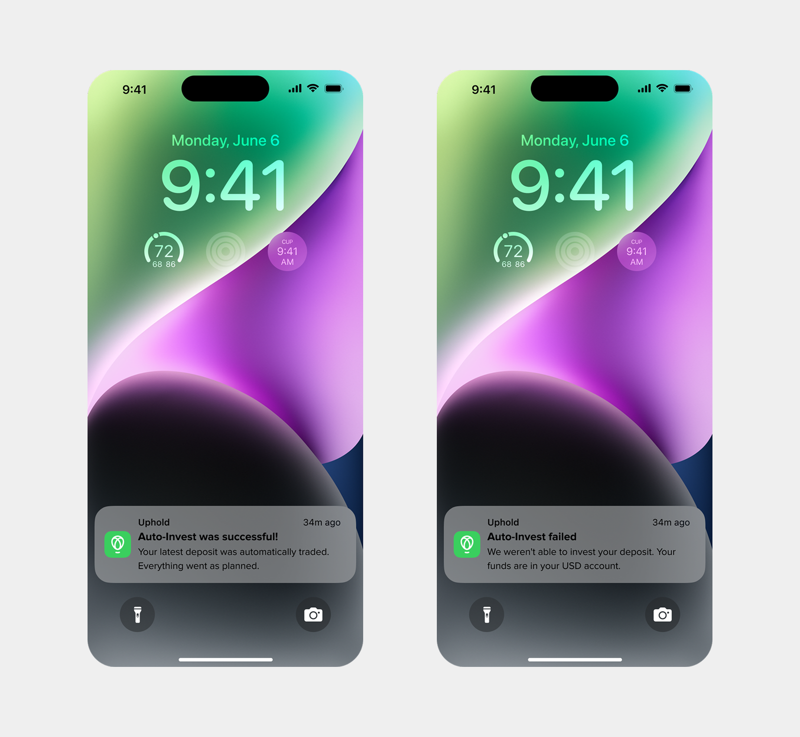 Auto-Invest — push notification and trade confirmation